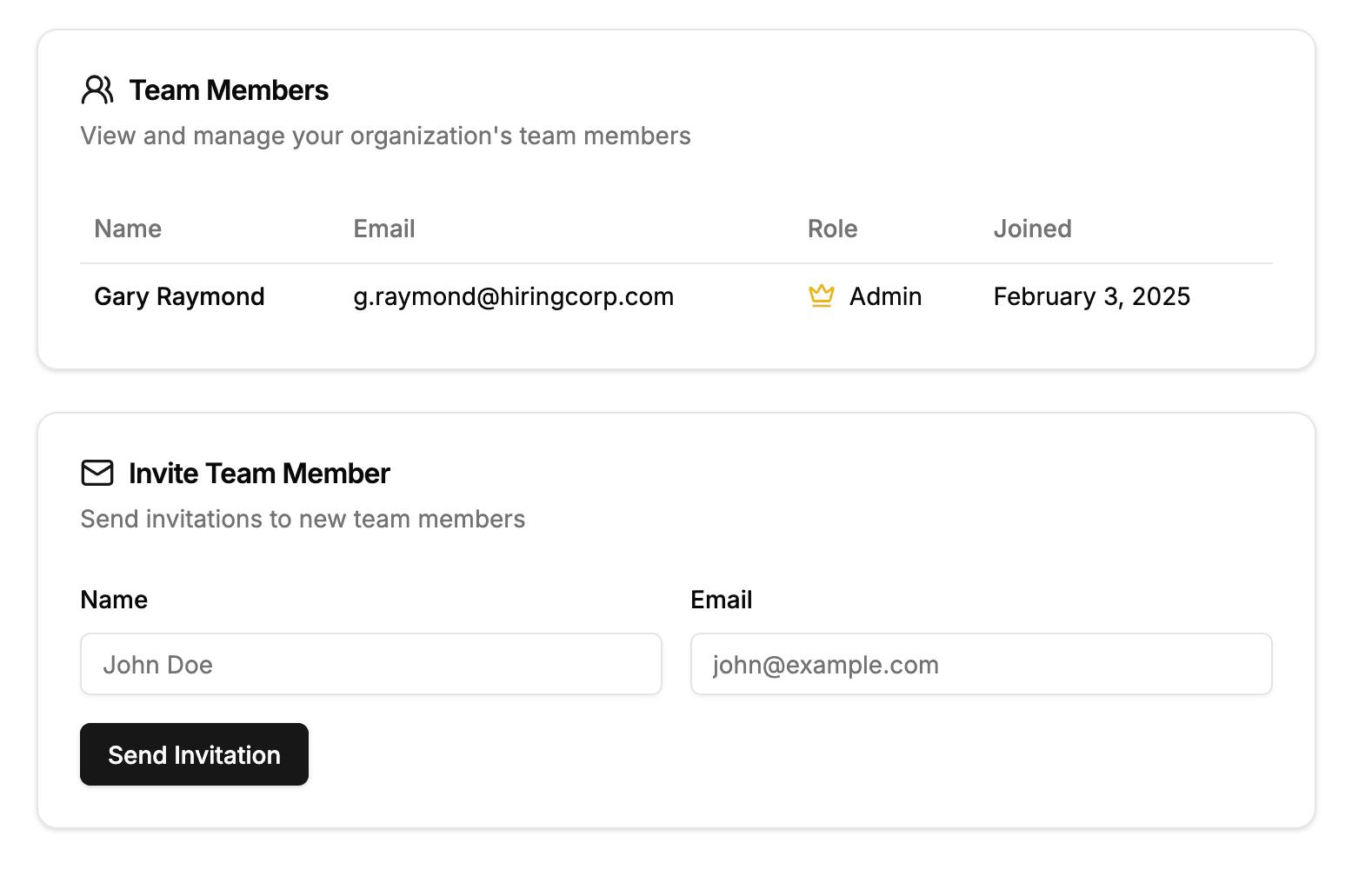 Collaborative Hiring feature screenshot