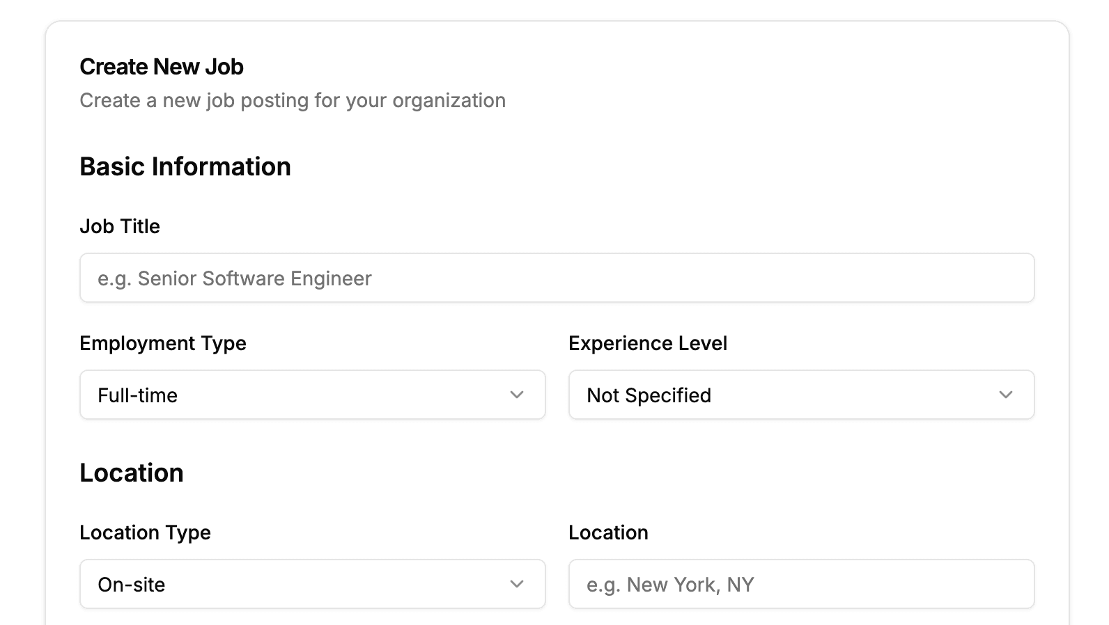Job Posting Management feature screenshot